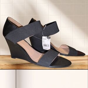 Size 11 Attention Raven Black Wedge Heel Shoes